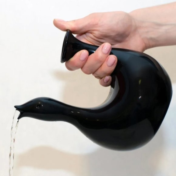 Eva Ziesel Black Bird Vase or Pitcher Authentic w/ Original Box Never Used MCM - Picture 2 of 4